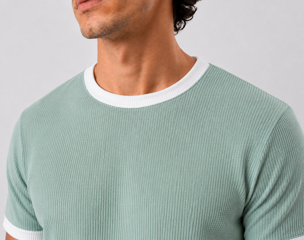 WAFFLE CROPPED RINGER TEES