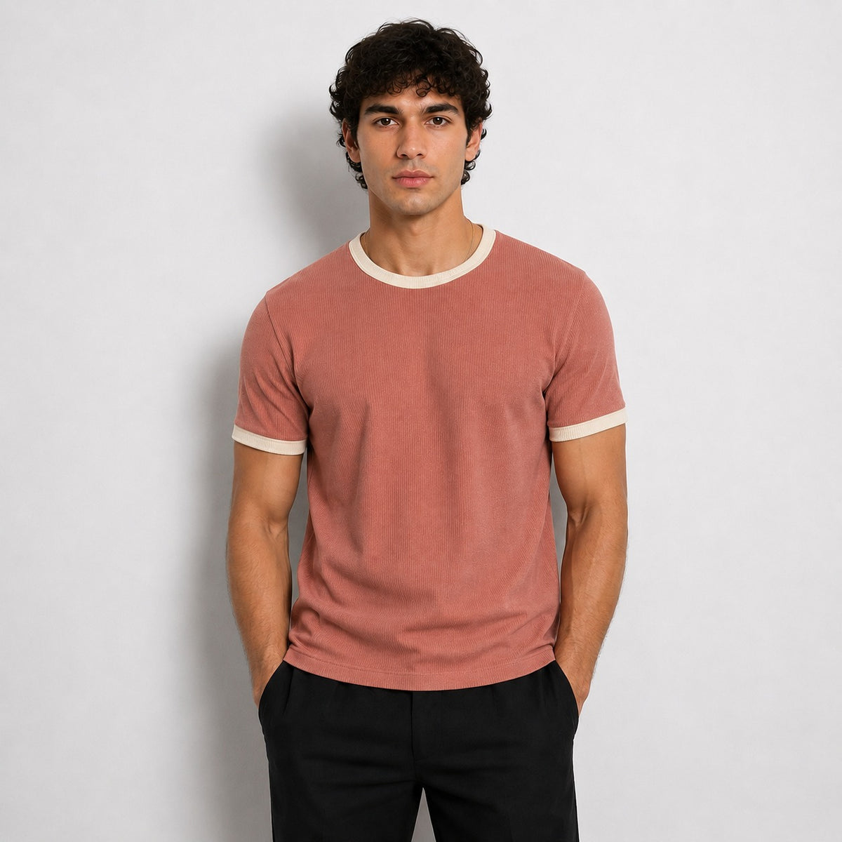 WAFFLE CROPPED RINGER TEES
