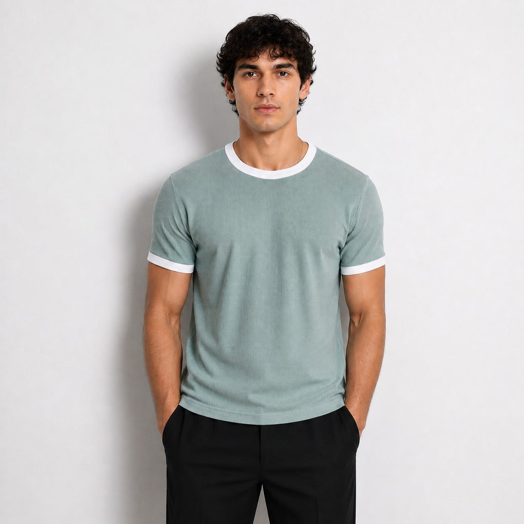 WAFFLE CROPPED RINGER TEES