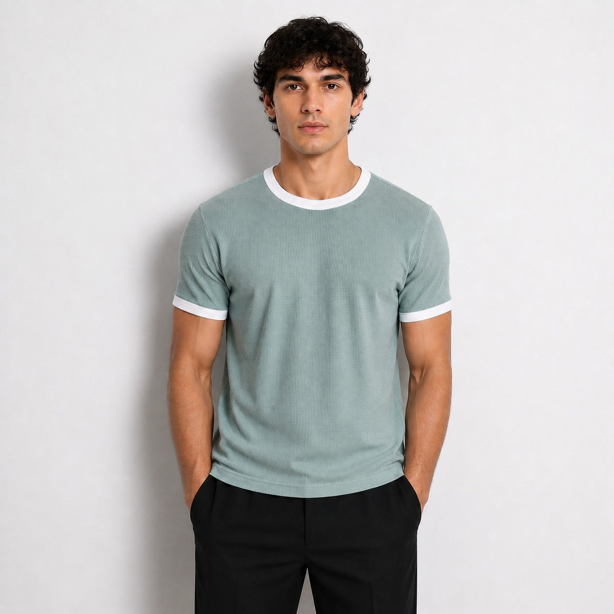WAFFLE CROPPED RINGER TEES
