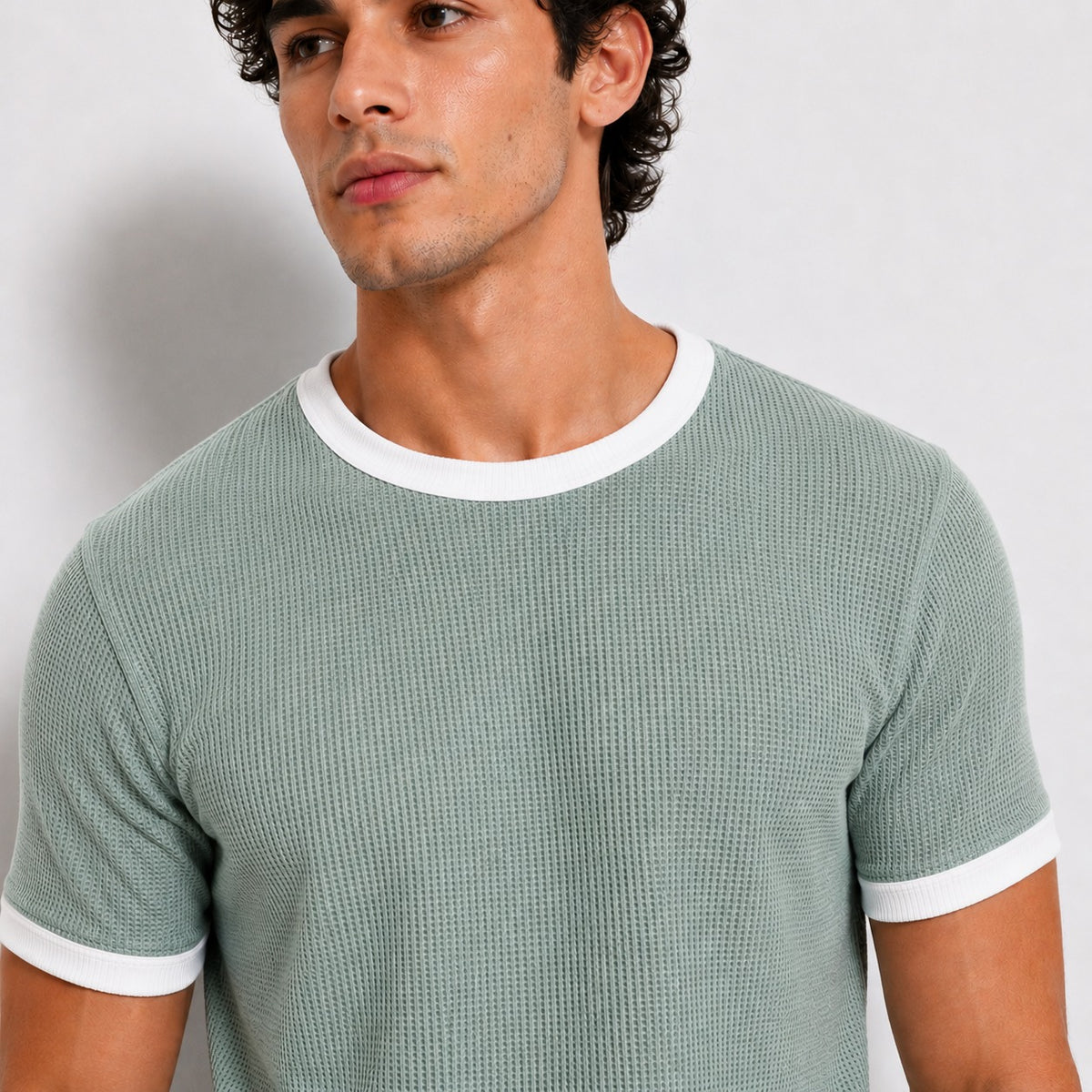 WAFFLE CROPPED RINGER TEES