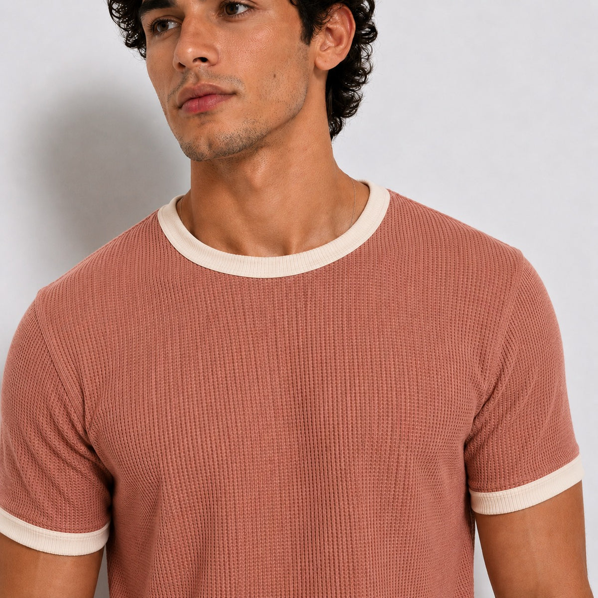 WAFFLE CROPPED RINGER TEES