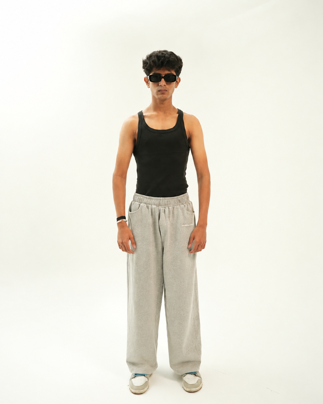 GREY MELANGE BAGGY SWEATPANTS