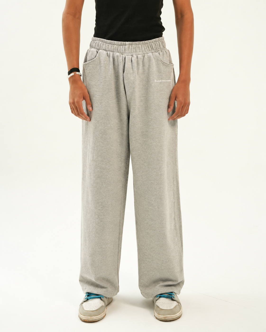 GREY MELANGE BAGGY SWEATPANTS