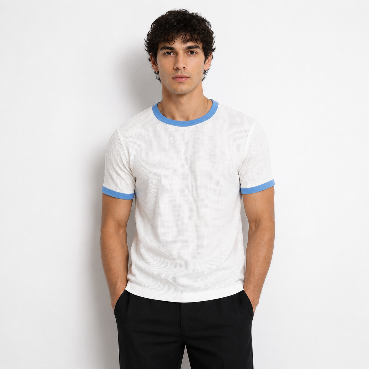 WAFFLE CROPPED RINGER TEES