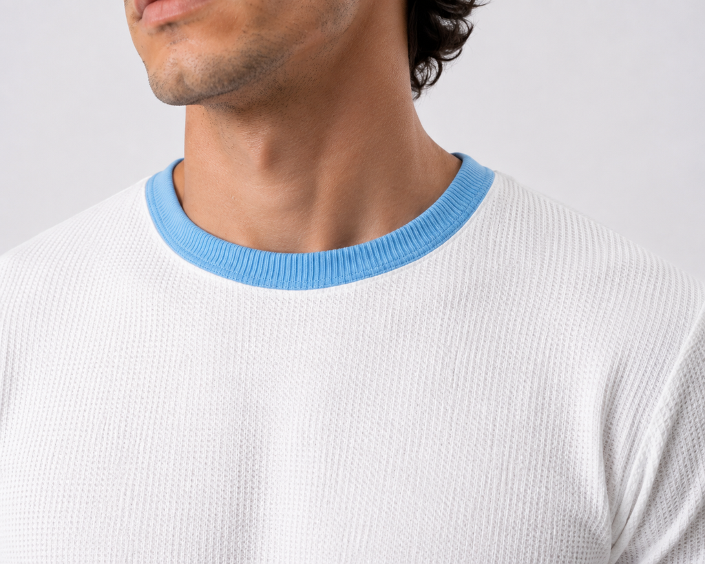 WAFFLE CROPPED RINGER TEES