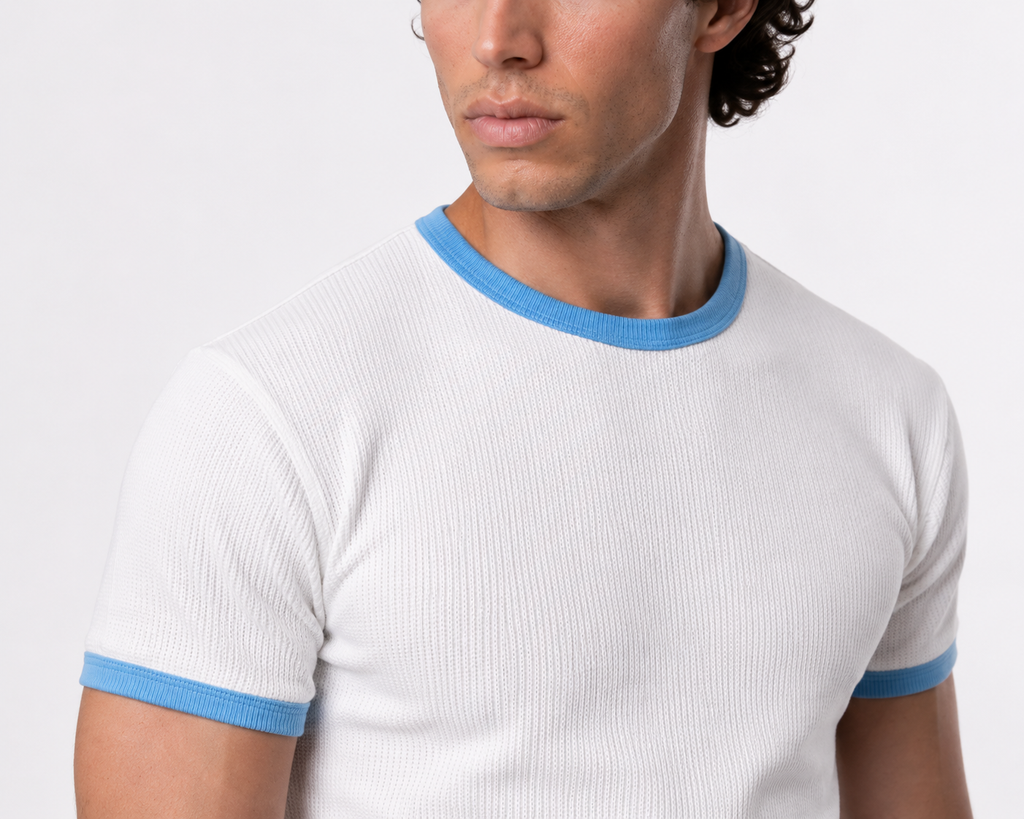 WAFFLE CROPPED RINGER TEES