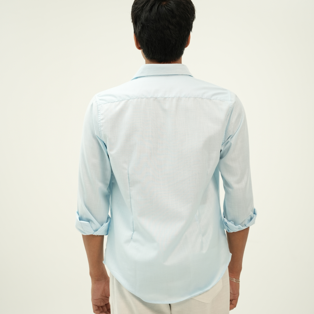 COASTEL SKY CROPPED LINEN SHIRT