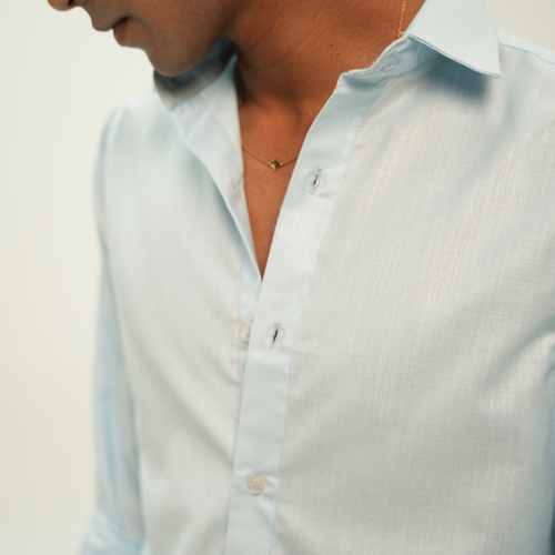 COASTEL SKY CROPPED LINEN SHIRT