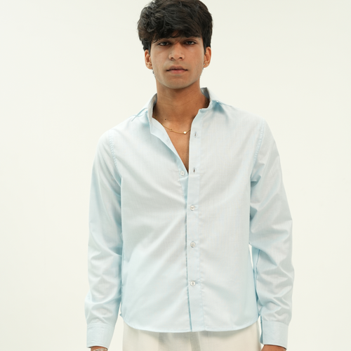 COASTEL SKY CROPPED LINEN SHIRT