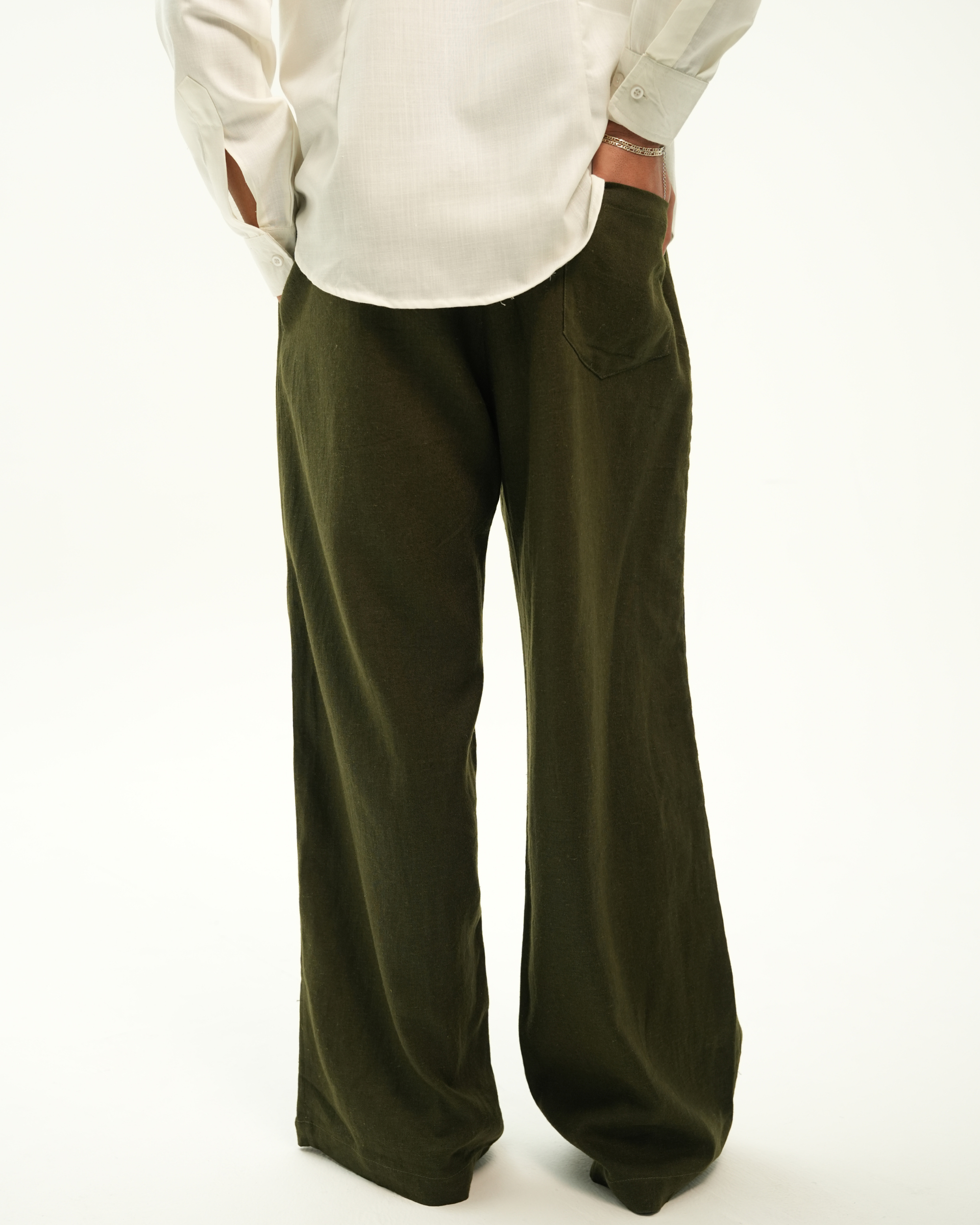 OLIVE MOSS LINEN PANTS