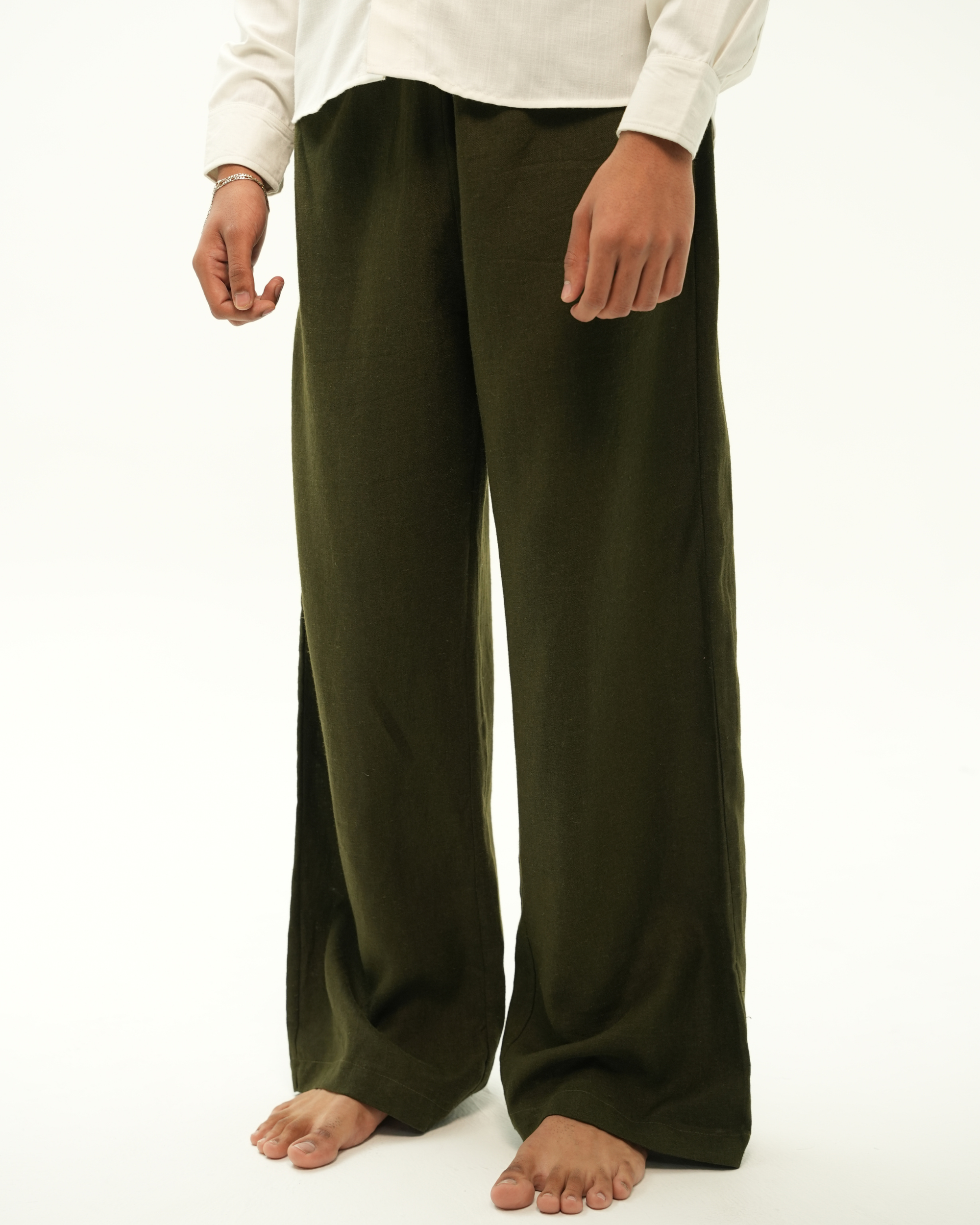 OLIVE MOSS LINEN PANTS