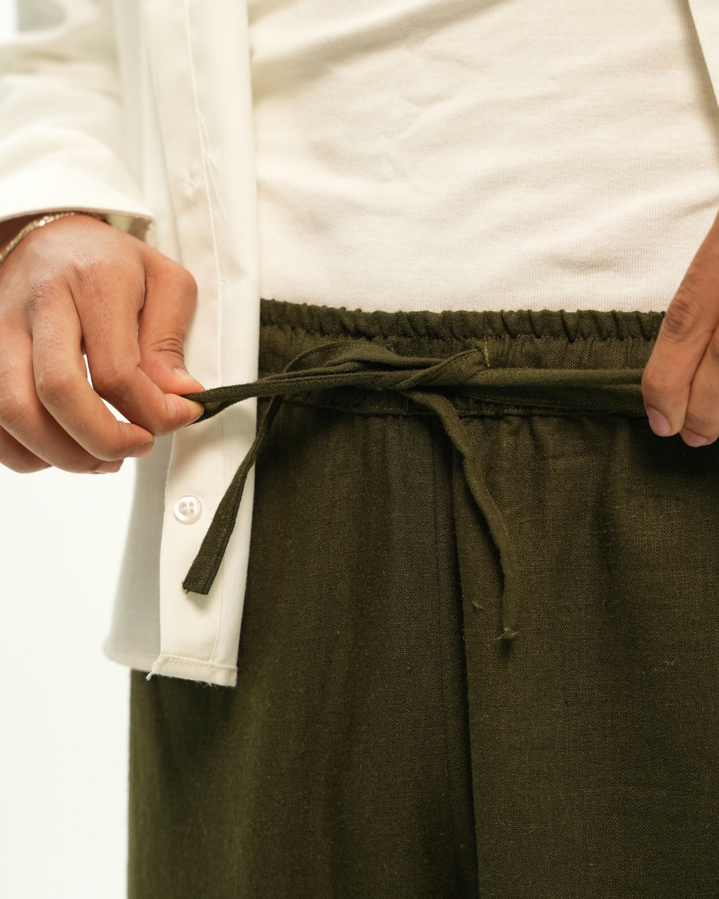 OLIVE MOSS LINEN PANTS