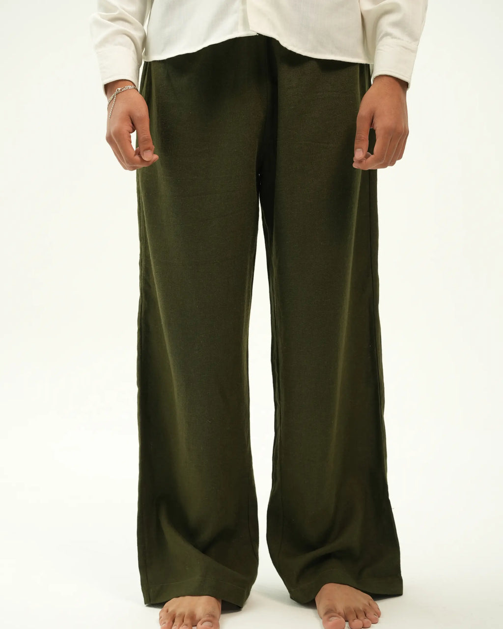 OLIVE MOSS LINEN PANTS VESTRIC