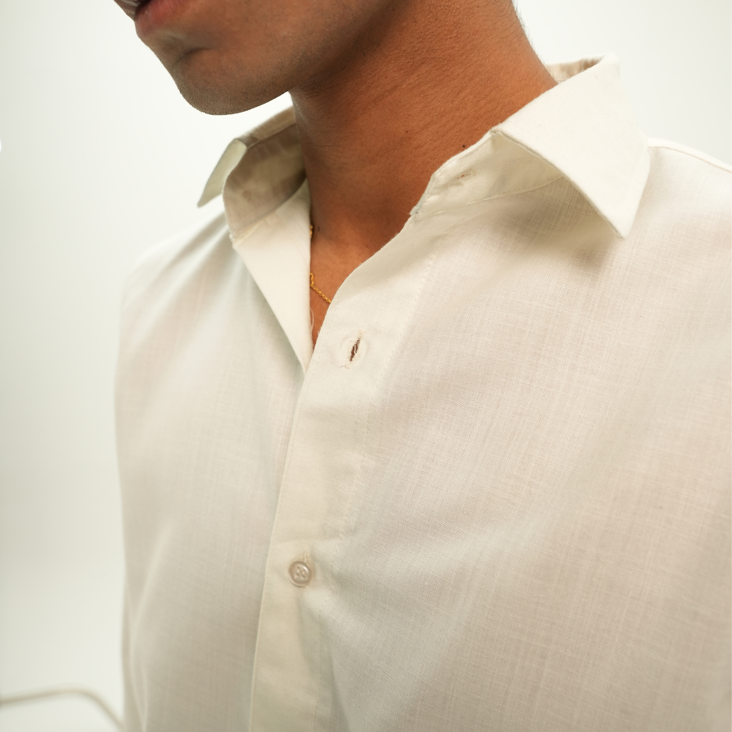 IVORY CROPPED LINEN SHIRT