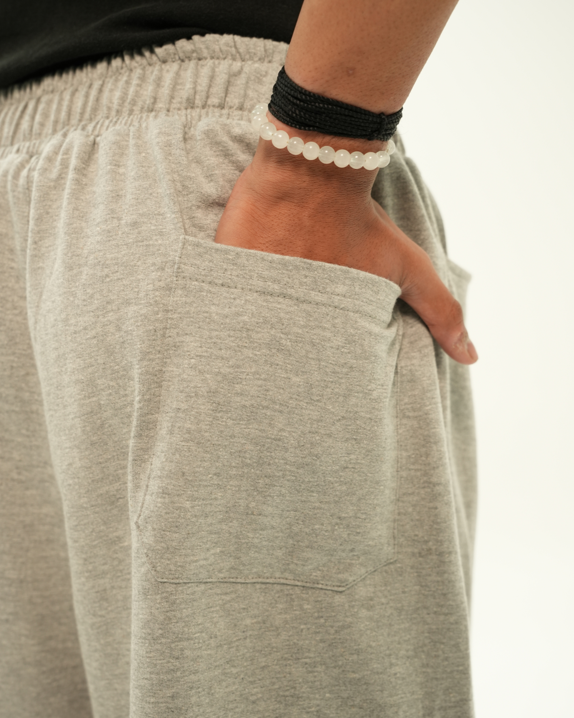 GREY MELANGE BAGGY SWEATPANTS