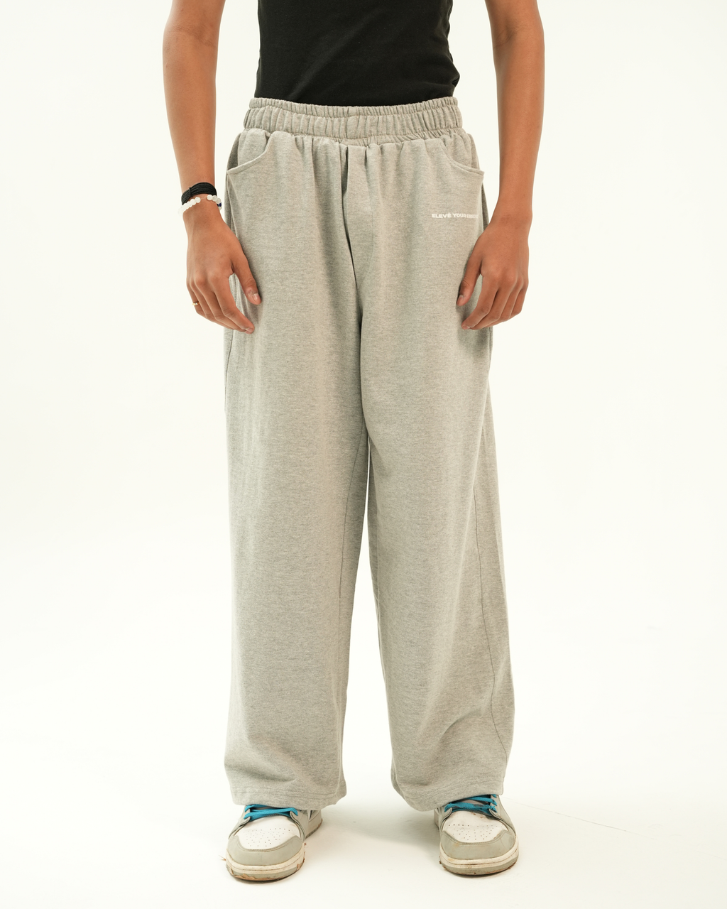 GREY MELANGE BAGGY SWEATPANTS