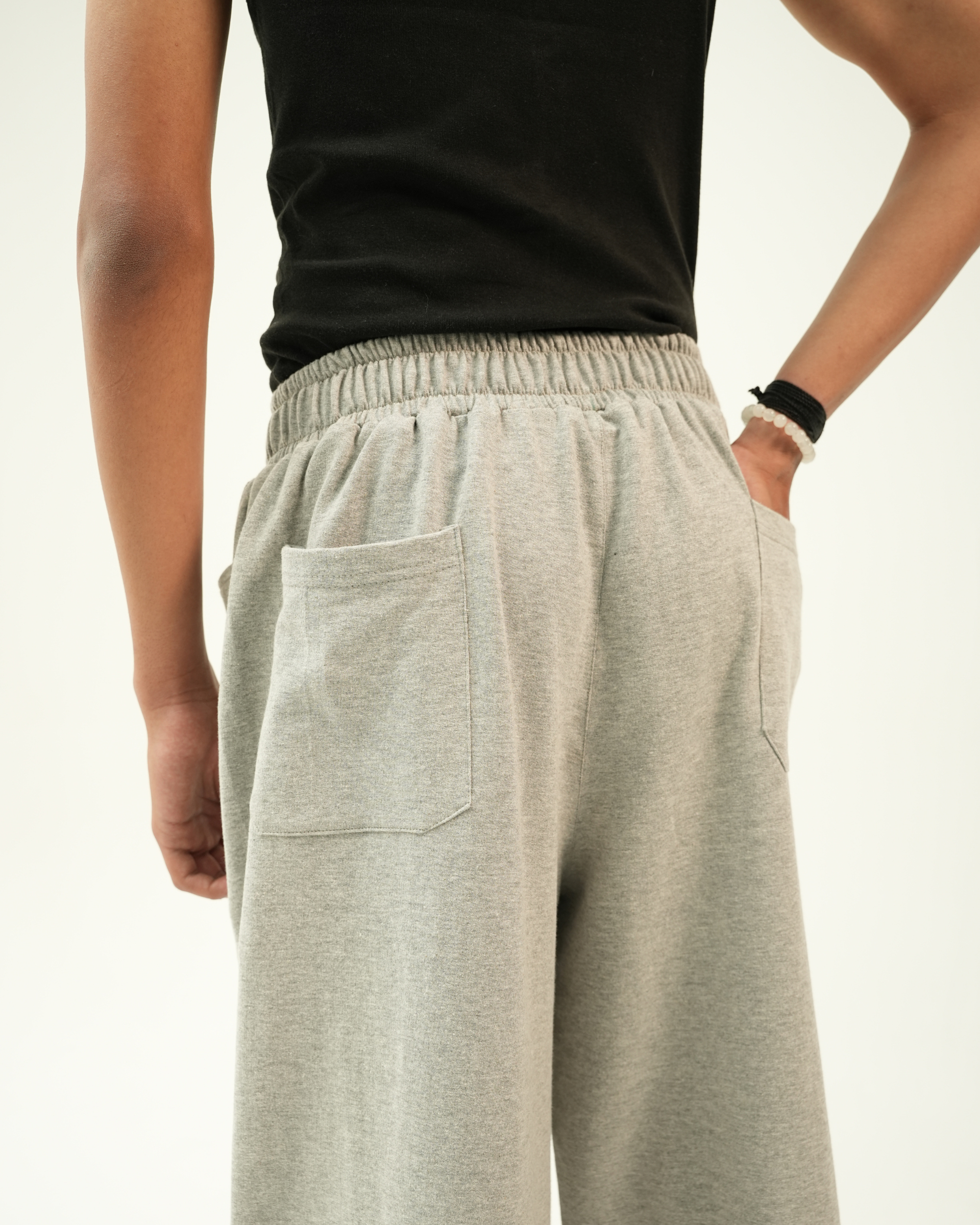 GREY MELANGE BAGGY SWEATPANTS